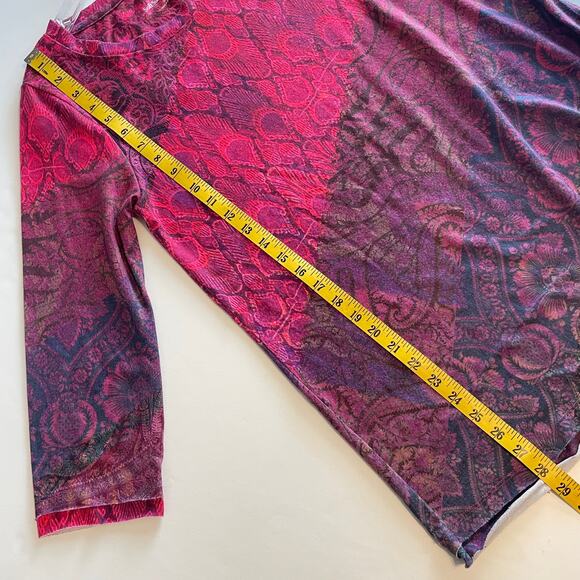 Soft Surroundings Ombre Soft Tunic Womens Small Burgundy Pink Mixed Print Top - Picture 7 of 7